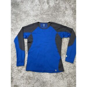 North Face Shirt Mens Medium Blue Black FlashDry Pullover Long Sleeve Athletic